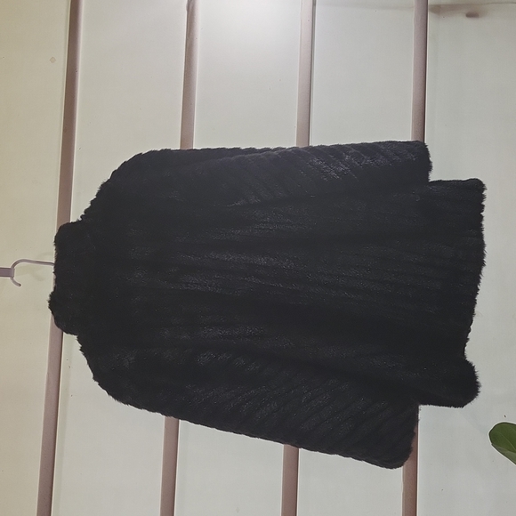 Vintage Sears Faux Fur Women's Coat Black  Size 12 - Picture 2 of 7